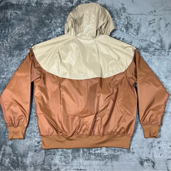 NWT Nike Men’s L Full Zip Brown Tan Windrunner Windbreaker Hooded Jacket Vented - Picture 9 of 16